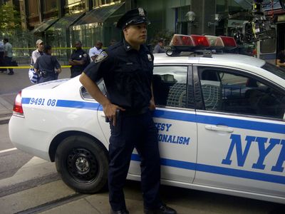 Filming on location.