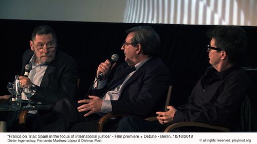 Fernando Martínez López, Dieter Ingenschay, and Dietmar Post at an event for Franco on Trial: Spain in the focus of inte