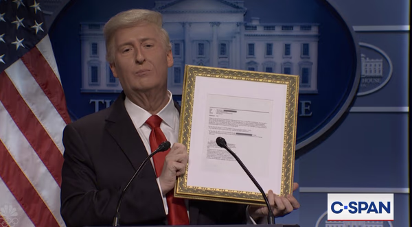 President Trump Downplays Jeffrey Epstein Email Scandal on ‘SNL,’ Offers to Sell Copies of Infamous ‘Blowing Bubba’ M...