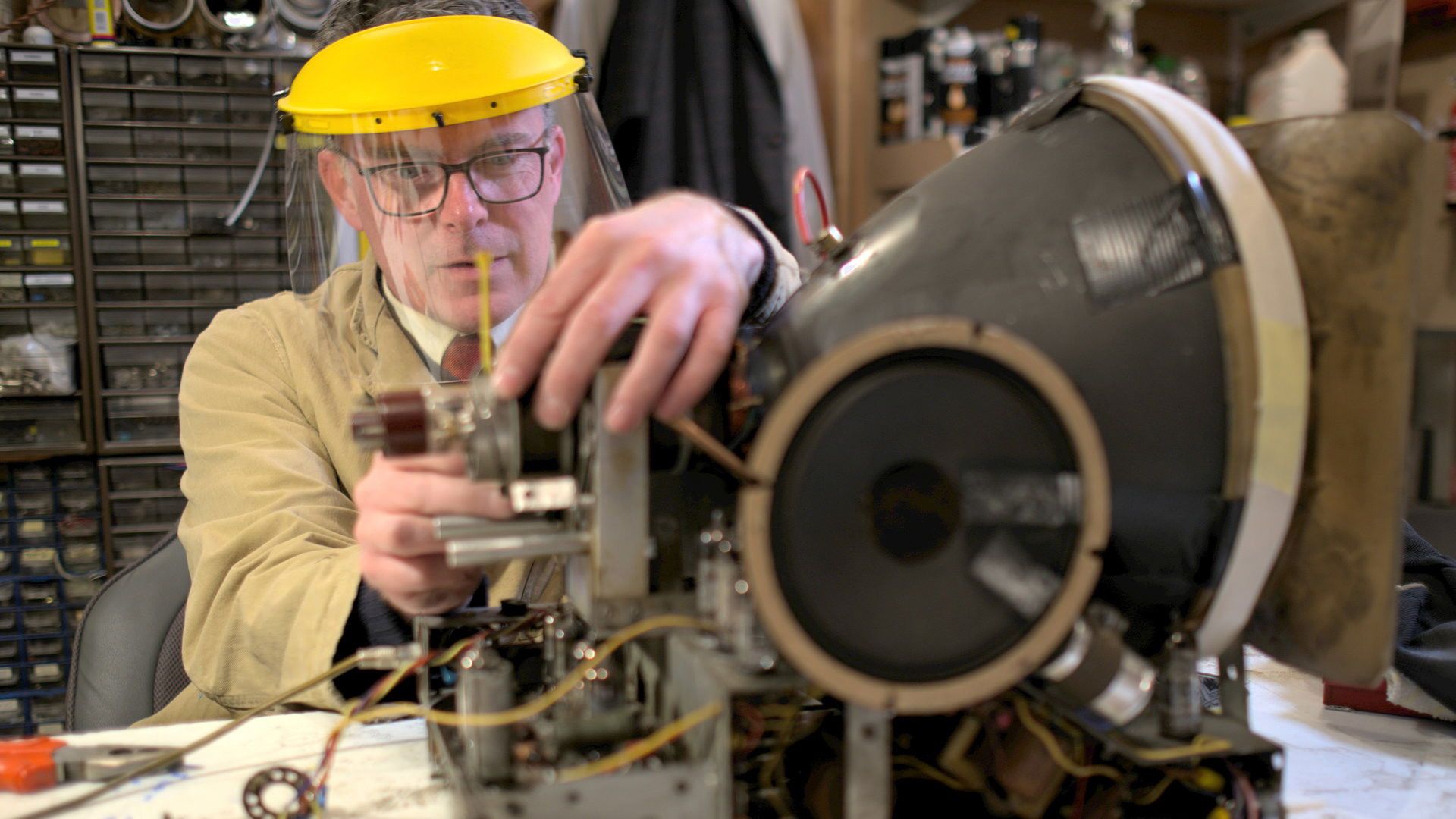 Retro Electric Workshop background