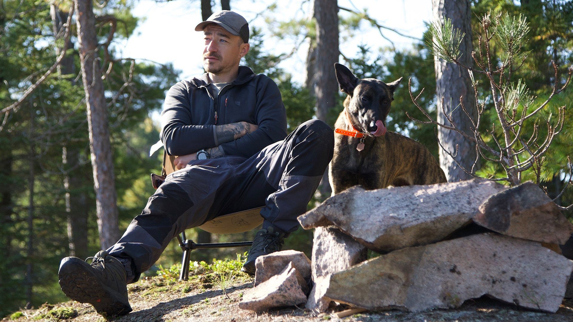 Man, Woman, Dog background