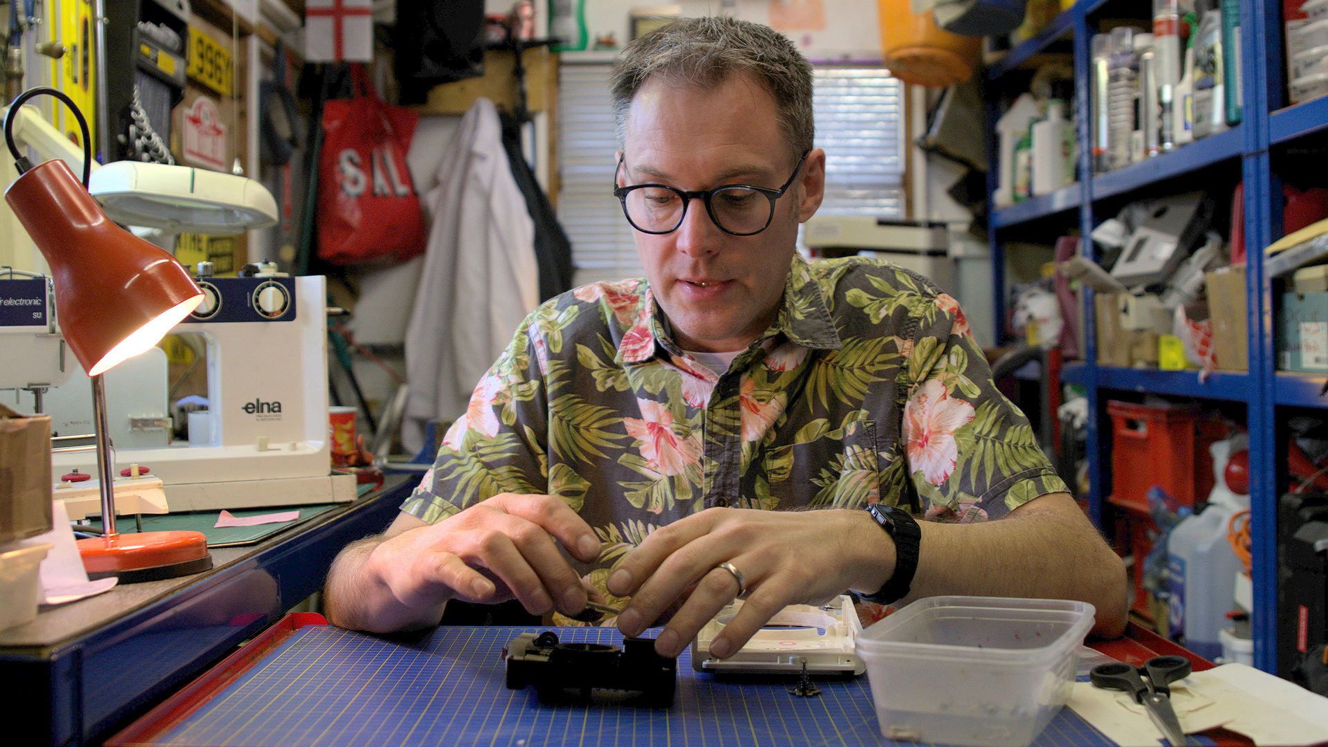 Retro Electric Workshop background