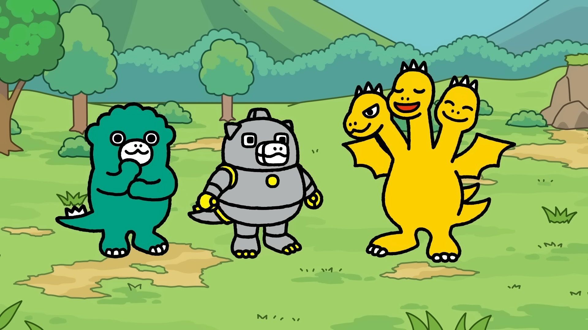 Chibi Godzilla Raids Again background