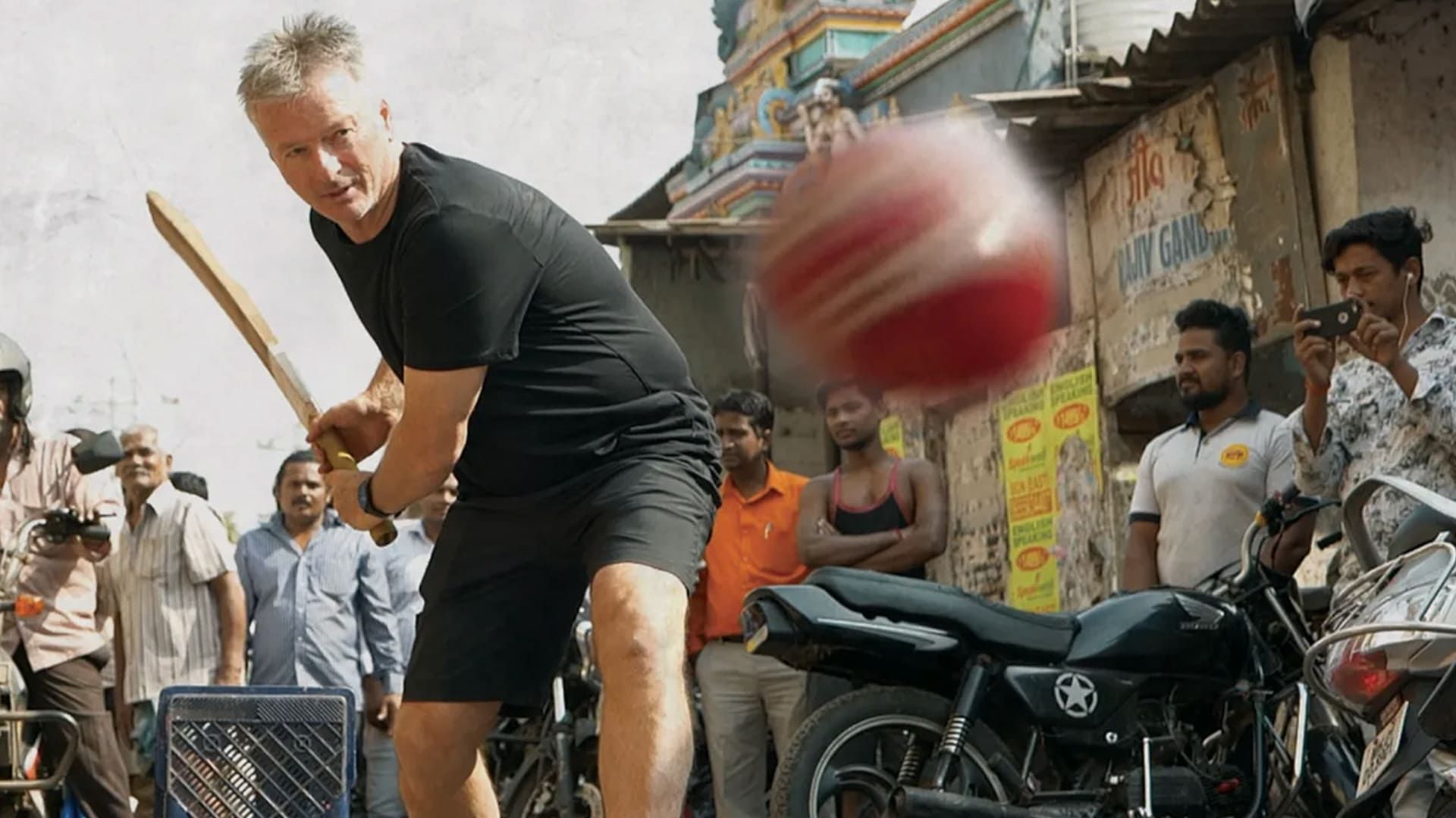 Capturing Cricket: Steve Waugh in India background