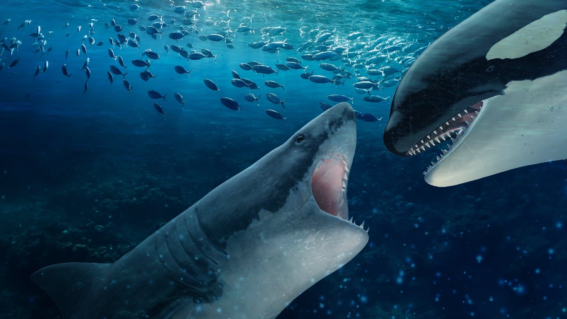 Orca vs. Great White background