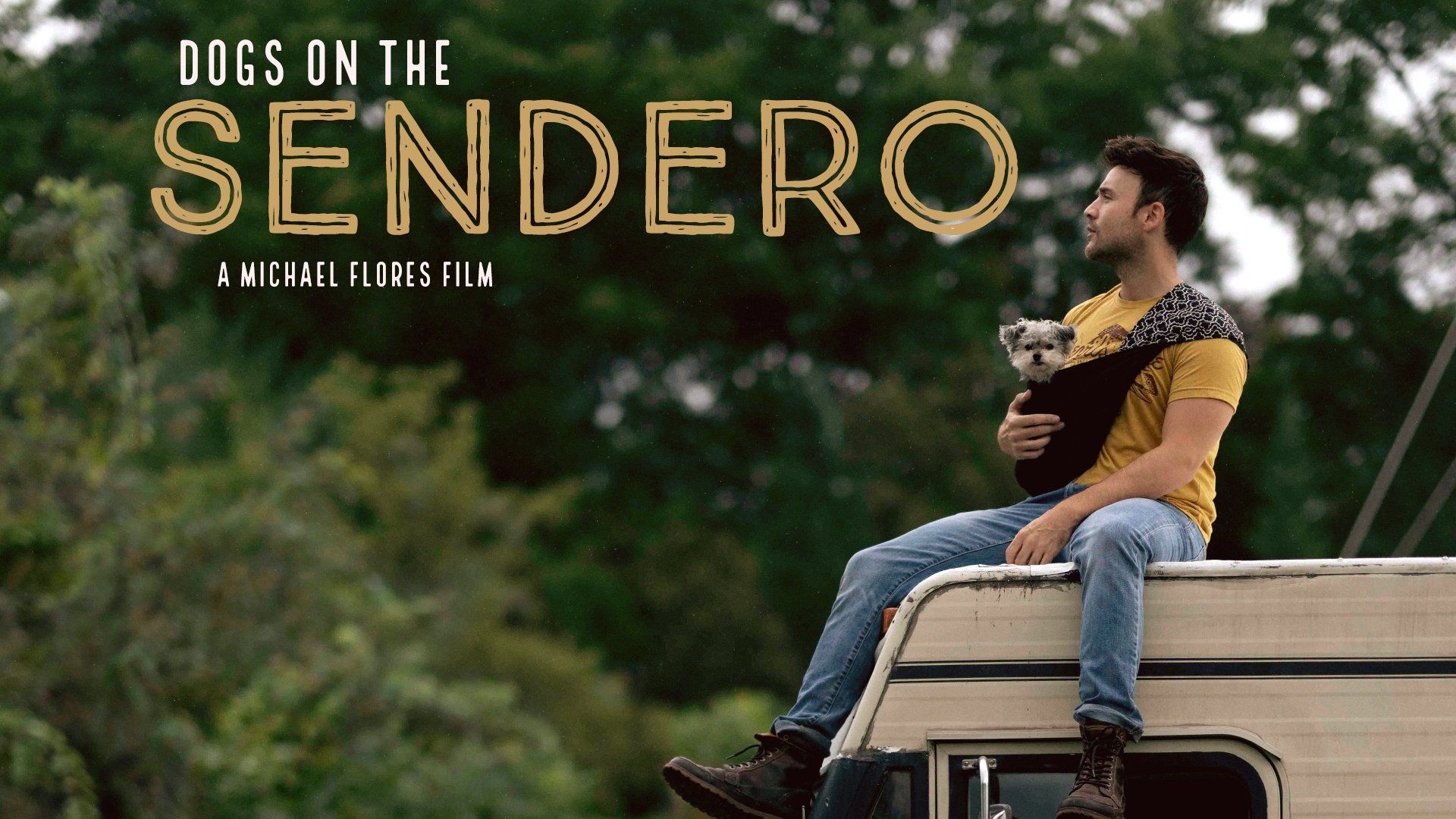 Dogs on the Sendero background