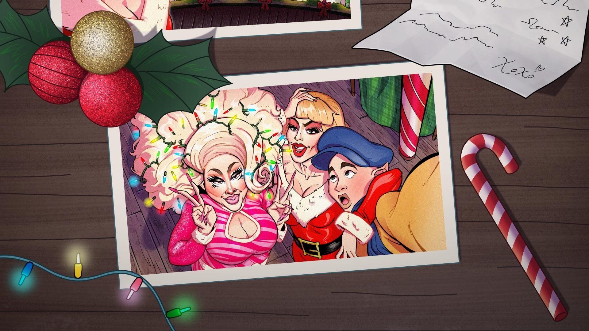 A Trixie & Katya Christmas background
