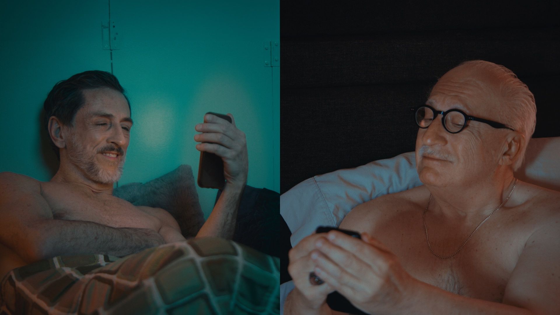 Old Guys in Bed background