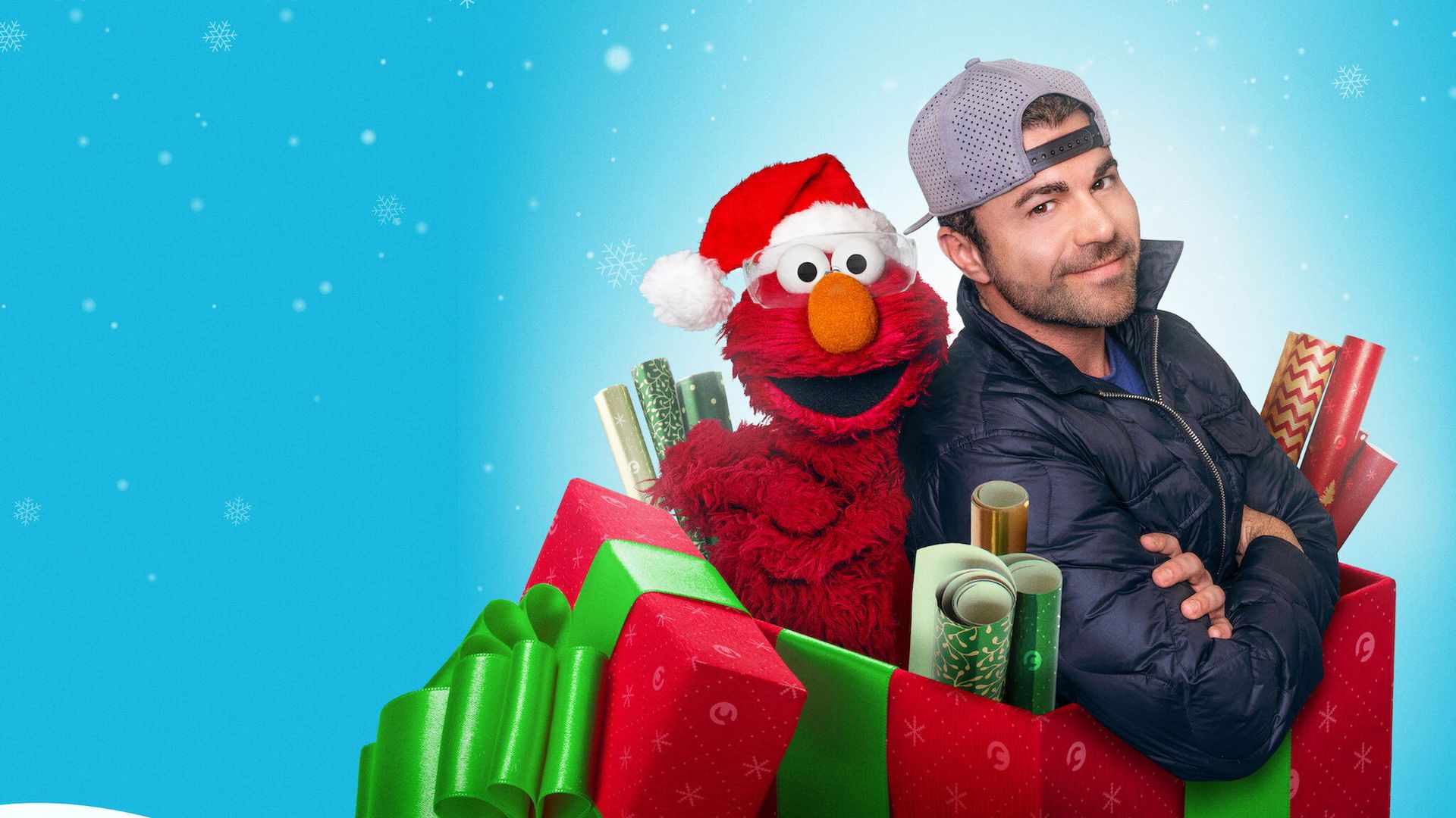 Elmo and Mark Rober's Merry Giftmas background