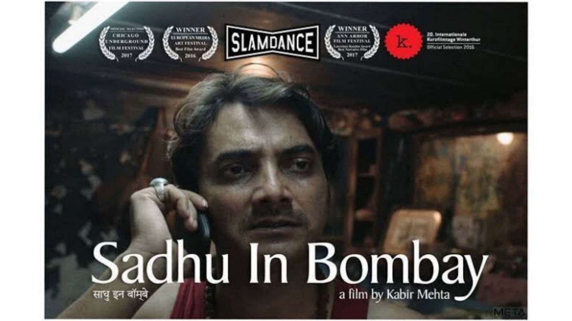 Sadhu in Bombay background