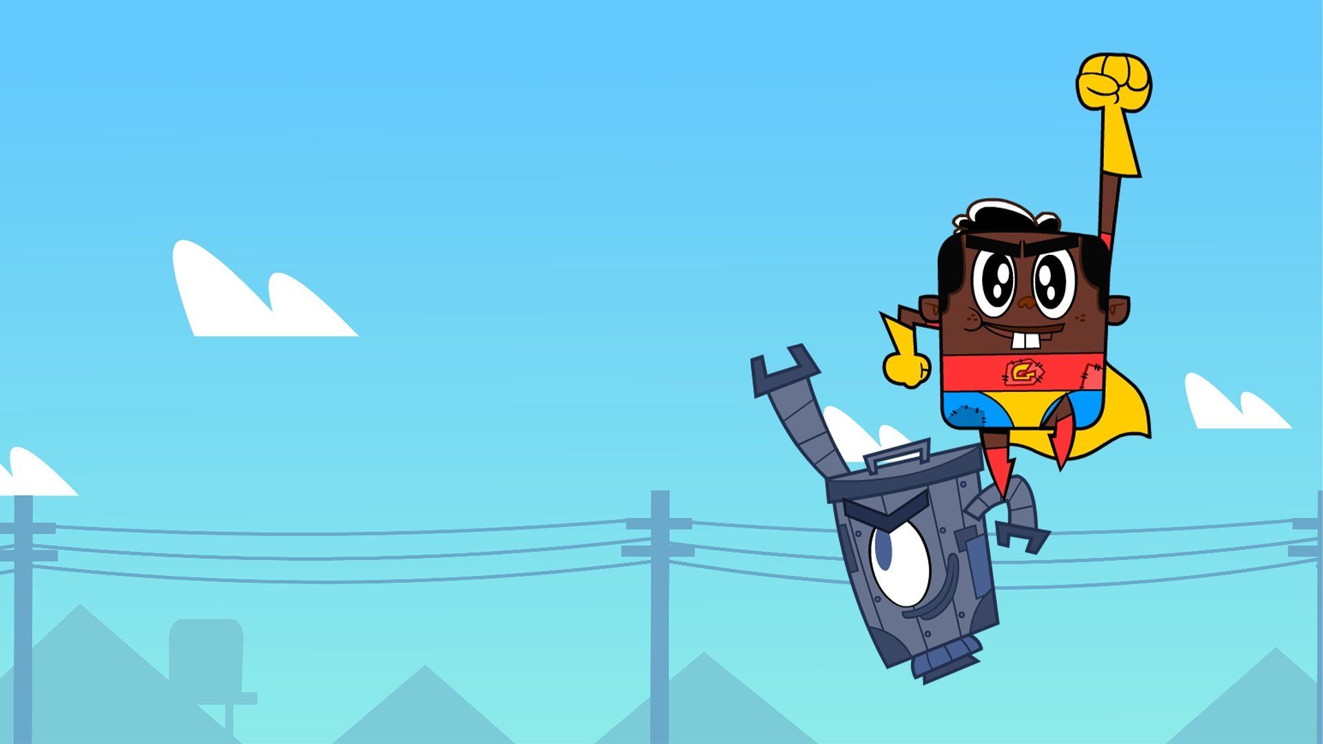 Garbage Boy and Trash Can background