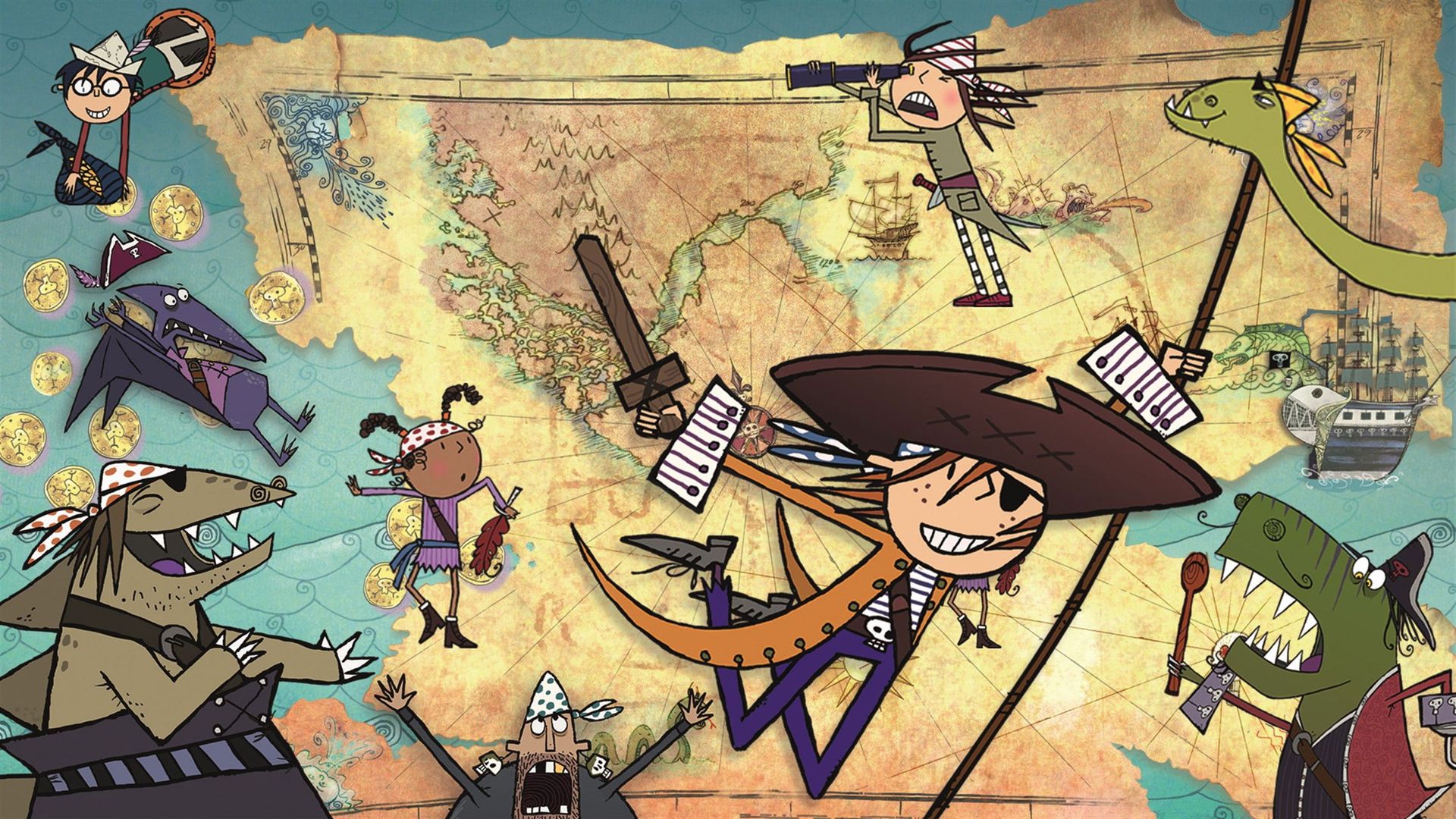 Captain Flinn and the Pirate Dinosaurs background